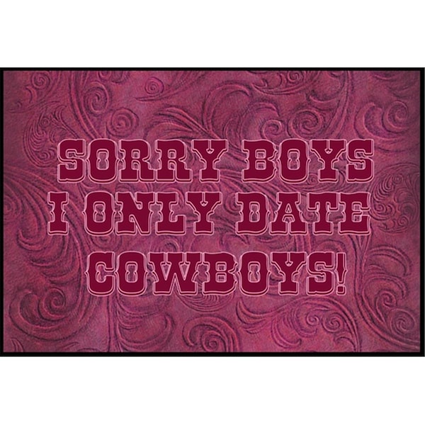 Carolines Treasures Sorry Boys I only date cowboys in pink Indoor or Outdoor Mat SB3062JMAT - main